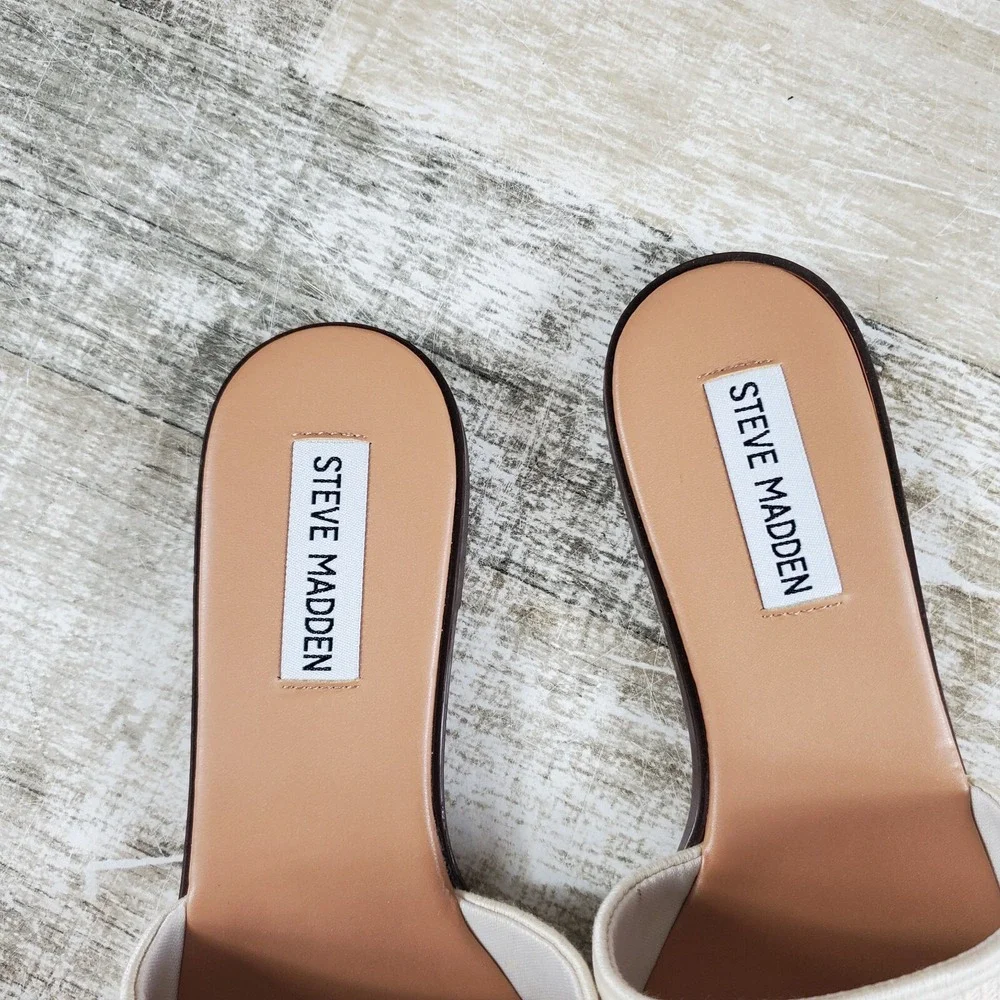 Steve Madden Knox Womens Sandals Sz 6 Gold‎ Multi Open Toe Slip On Flat Slide
